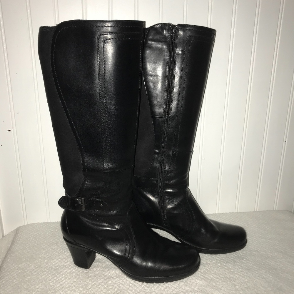 Clark’s Bendables Tall Black Leather Boots Riding Equestrian